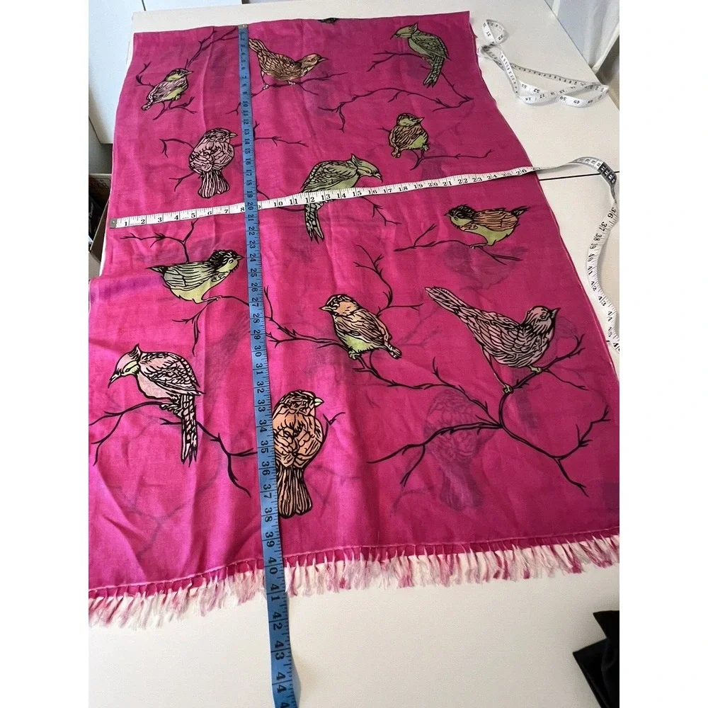 Cashmere Wrappings 100% Silk Wrap Bird Scarf Shawl 82